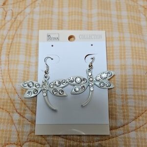 Sparkling Silver Dragonfly Earrings with Crystal Accents